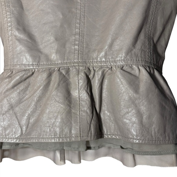 Twin Set Simona Barbieri Size small 100% Genuine Lamb Leather Beige/Gray jacket - Picture 12 of 17